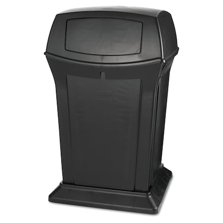 Rubbermaid Commercial 45 gal Rectangular Fire-Resistant Wastebasket, Black, Side Door, Structural Foam, 24.88 in FG917188BLA